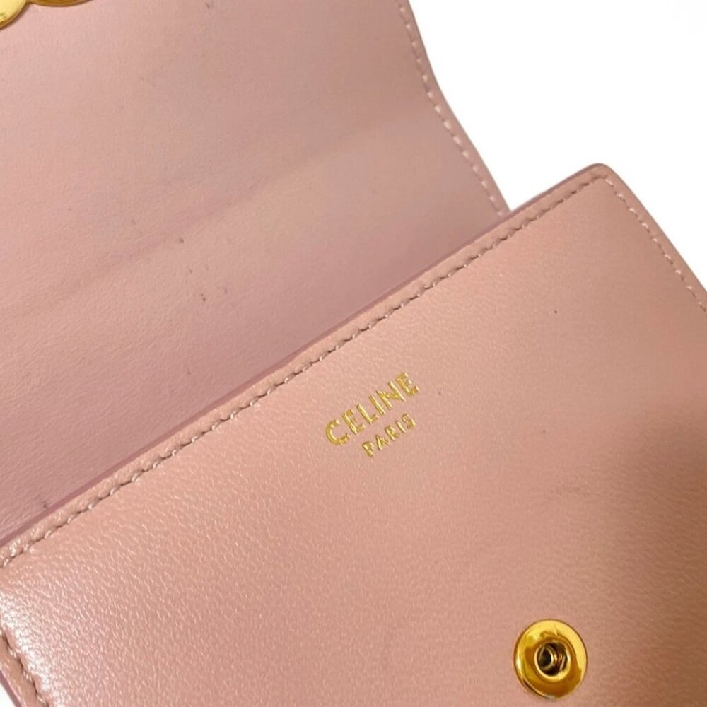 CELINE Small flap wallet 10D783BZG.25VP Pink Beige Leather - Trifold Wallet - Picture 8 of 13